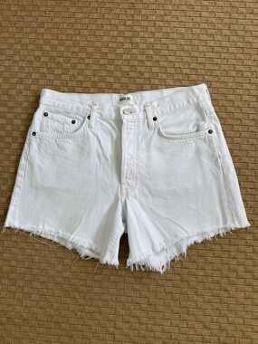 Agolde Parker Long White Denim Shorts 28